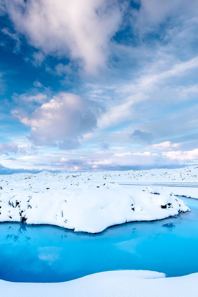 Обои небо, дорога, облака, вода, снег, зима, исландия, the sky, road, clouds, water, snow, winter, iceland разрешение 4000x2669 Загрузить