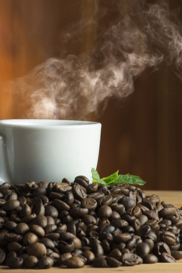 Обои мята, зерна, кофе, чашка, кофейные зерна, mint, grain, coffee, cup, coffee beans разрешение 5987x4298 Загрузить