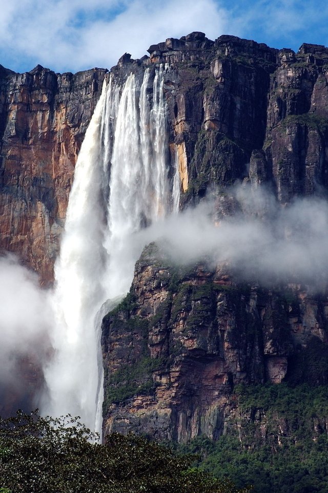 Обои гора, водопад, венесуэла, гайана, водопад анхель, mountain, waterfall, venezuela, guyana, angel falls разрешение 1920x1200 Загрузить