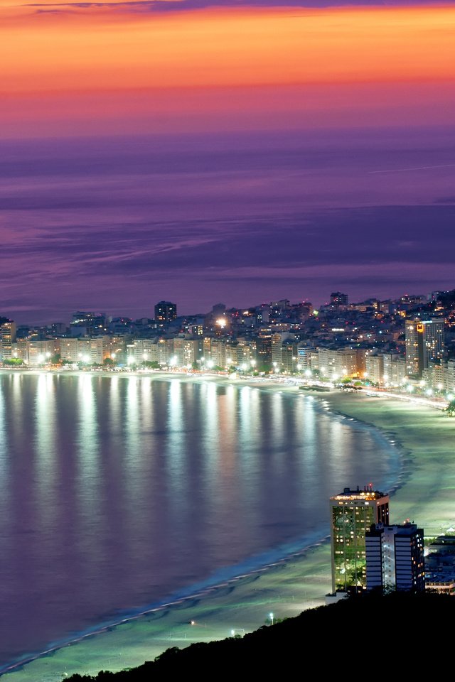 Обои пляж, город, бразилия, рио-де-жанейро, пляж копакабана, beach, the city, brazil, rio de janeiro, copacabana beach разрешение 3840x2400 Загрузить