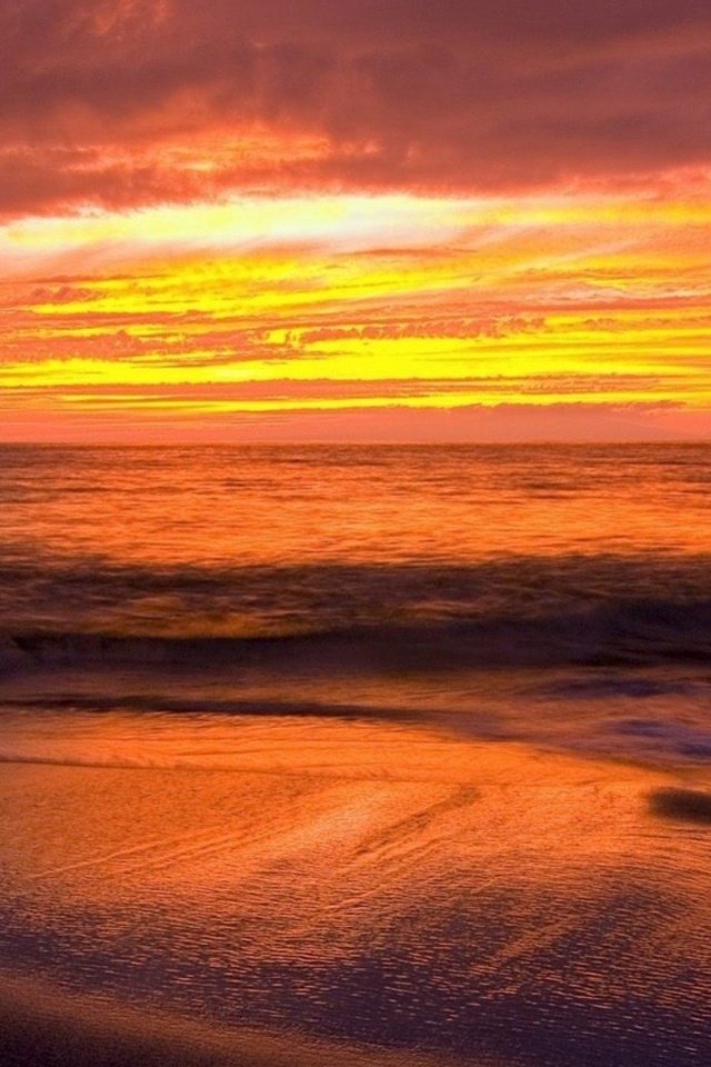 Обои небо, закат, море, песок, пляж, the sky, sunset, sea, sand, beach разрешение 1920x1080 Загрузить