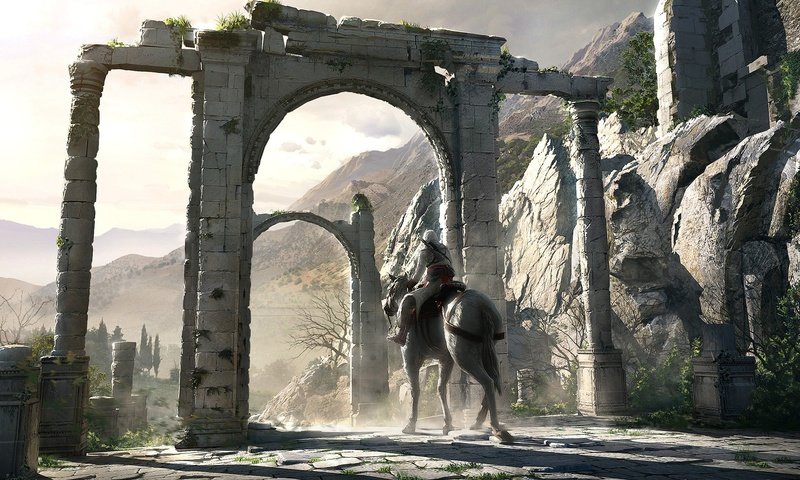 Обои assassins creed, всадник, ворота, руины, rider, gate, ruins разрешение 1920x1200 Загрузить