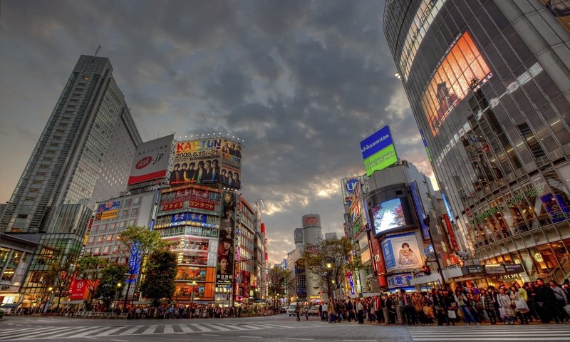 Обои закат, японии, shibuya, sunset, japan разрешение 5616x3744 Загрузить