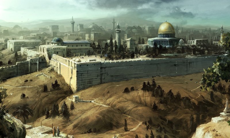 Обои небо, арт, стена, дороги, иерусалим, мечеть, the sky, art, wall, road, jerusalem, mosque разрешение 1920x1080 Загрузить