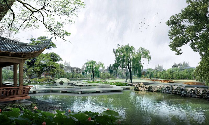 Обои парк, пруд, беседка, лотосы, park, pond, gazebo, lotus разрешение 1920x1200 Загрузить