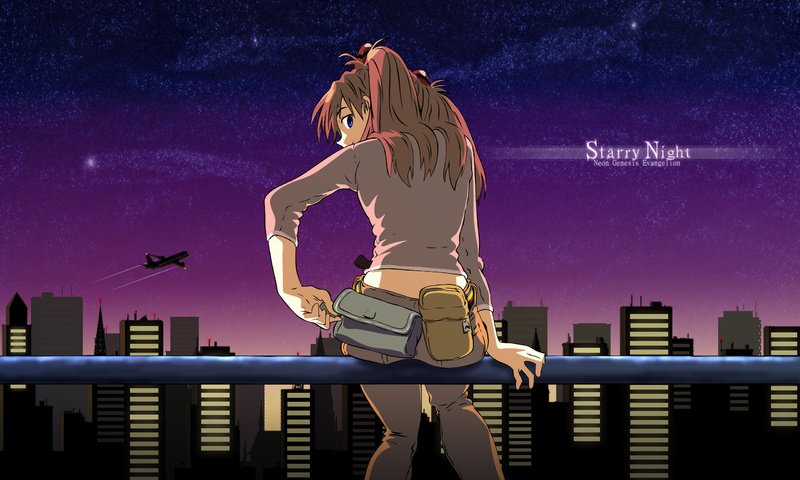 Обои ночь, город, neon genesis evangelion, asuka langly, night, the city разрешение 2560x1600 Загрузить