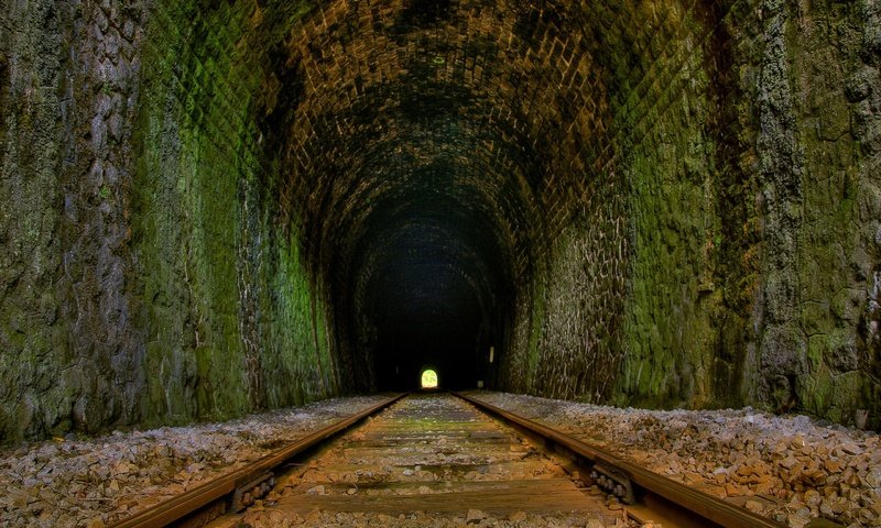 Обои дорога, рельсы, туннель, road, rails, the tunnel разрешение 2560x1600 Загрузить