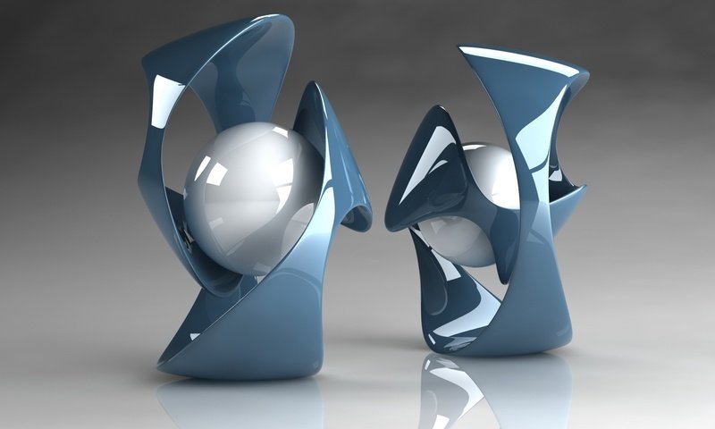 Обои синий, 3д, форма, белый, графика, шар, стекло, фигура, завитушка, blue, 3d, form, white, graphics, ball, glass, figure, twirl разрешение 1920x1200 Загрузить