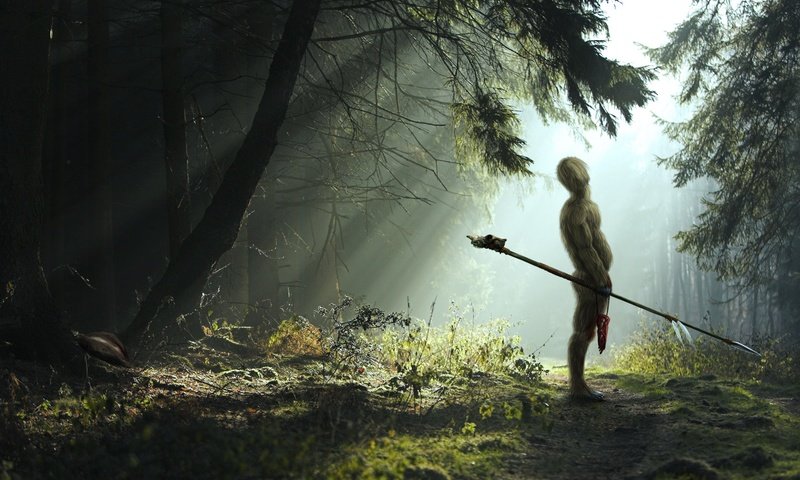 Обои лес, копье, снежный человек, forest, spear, bigfoot разрешение 1920x1200 Загрузить