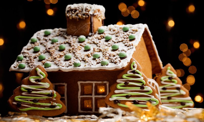 Обои новый год, праздник, рождество, бисквитные, декорация, new year, holiday, christmas, biscuit, decoration разрешение 2560x1600 Загрузить