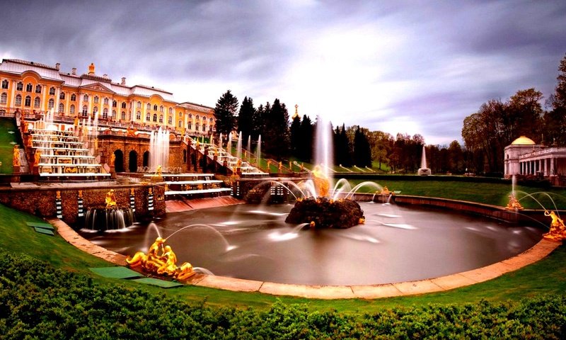 Обои фонтан, дворец, фонтаны, fountain, palace, fountains разрешение 2132x1080 Загрузить