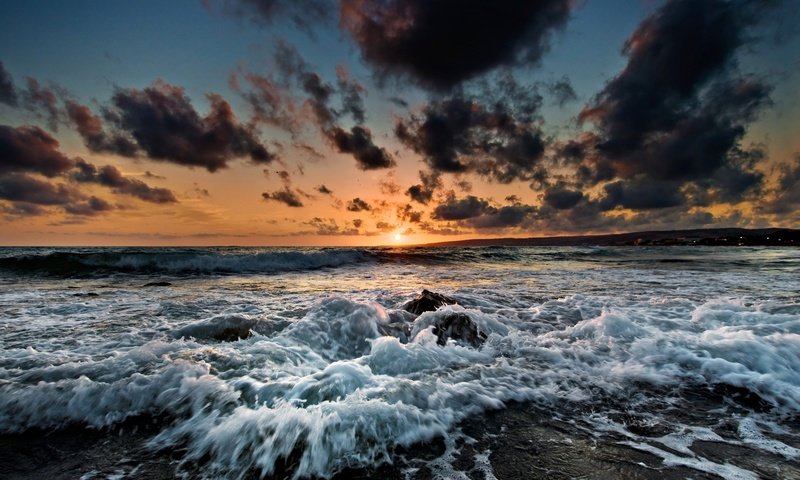 Обои берег, волны, закат, море, shore, wave, sunset, sea разрешение 1920x1200 Загрузить