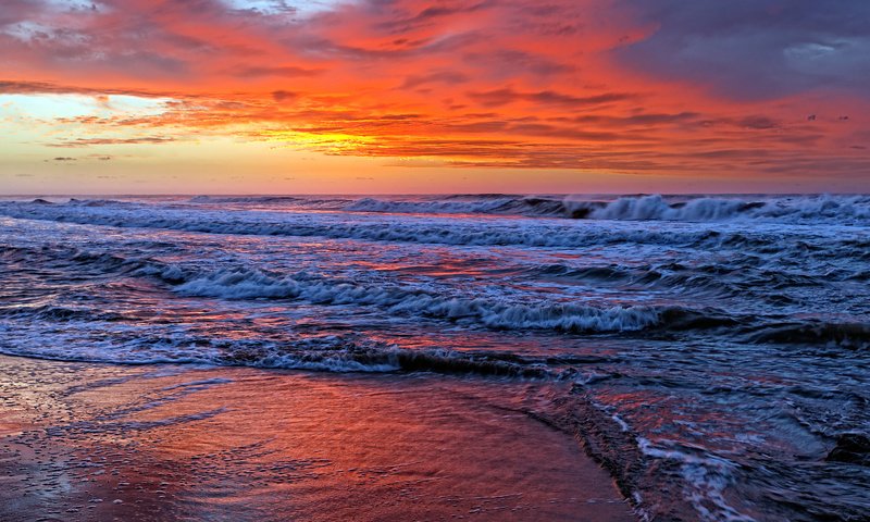 Обои закат, море, пляж, sunset, sea, beach разрешение 3008x2000 Загрузить