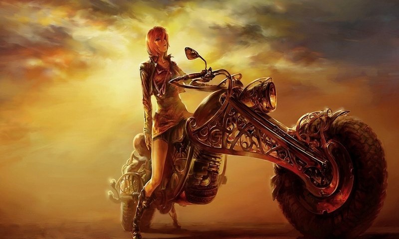 Обои девушка на мотоцикле, the girl on a motorcycle разрешение 2560x1440 Загрузить