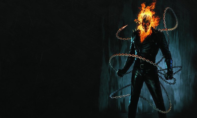 Обои огонь, цепь, скелет, призрачный гонщик, fire, chain, skeleton, ghost rider разрешение 1920x1200 Загрузить