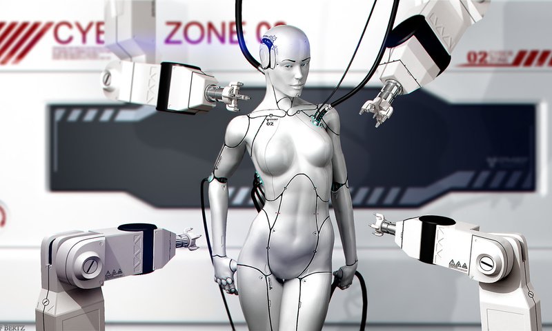 Обои арт, провода, девушка, робот, андроид, киборг, rolf bertz, art, wire, girl, robot, android, cyborg разрешение 1920x1080 Загрузить