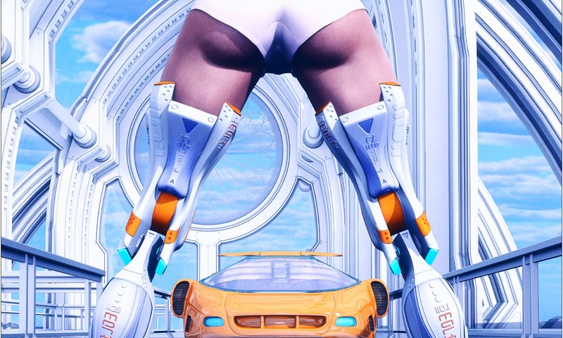 Обои девушка, фантастика, робот, попа, ноги, 3д, girl, fiction, robot, ass, feet, 3d разрешение 2560x1600 Загрузить