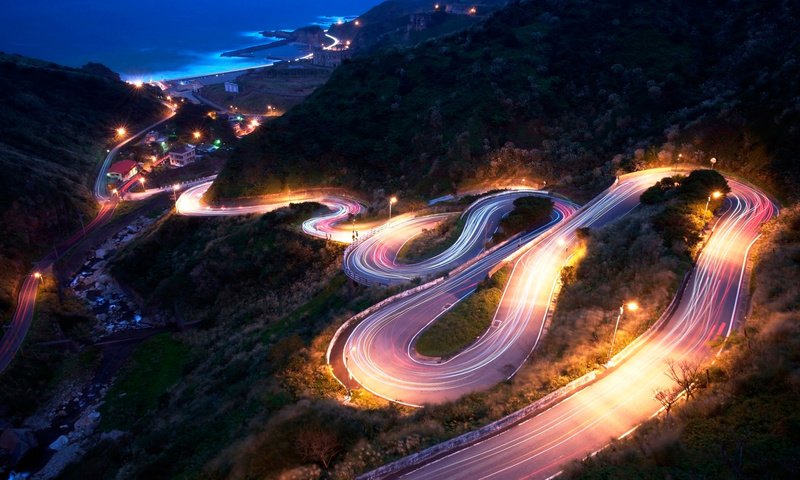 Обои вечер, дорога через перевал, the evening, the road through the pass разрешение 1920x1080 Загрузить