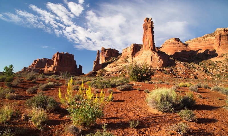 Обои скалы, пустыня, каньон, сша, юта, национальный парк арки, rocks, desert, canyon, usa, utah, arches national park разрешение 2048x1365 Загрузить