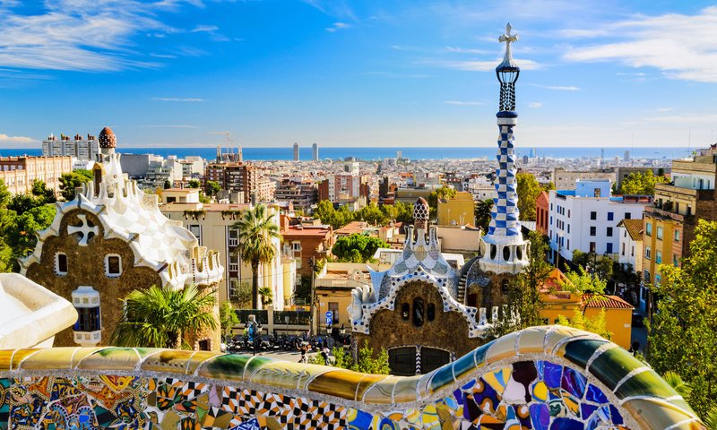 Обои город, испания, барселона, парк гуэль - гауди, the city, spain, barcelona, park güell - gaudí разрешение 2880x1800 Загрузить