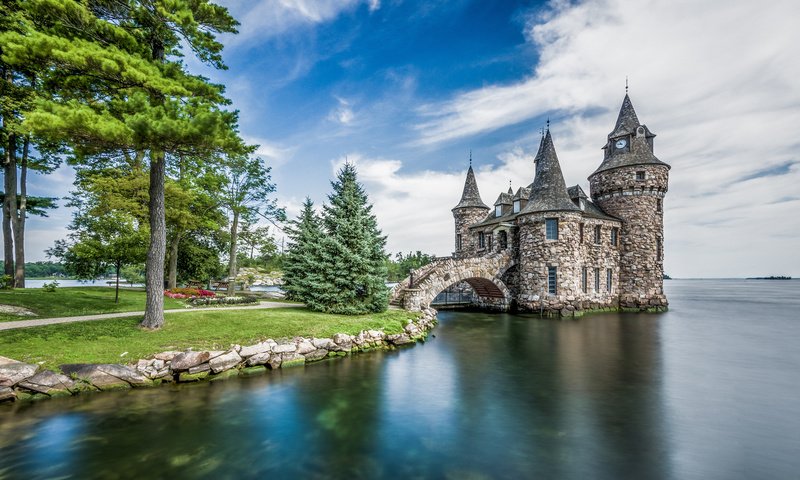 Обои озеро, замок, сша, нью-йорк, остров, boldt castle, alexandria bay, lake, castle, usa, new york, island разрешение 1920x1148 Загрузить