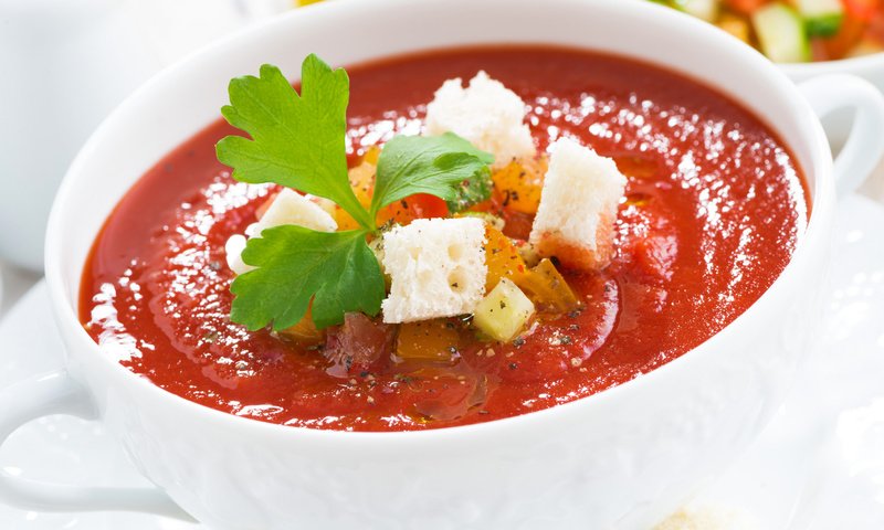 Обои овощи, суп, сухарики, томатный, гаспаччо, vegetables, soup, crackers, tomato, gazpacho разрешение 2048x1367 Загрузить