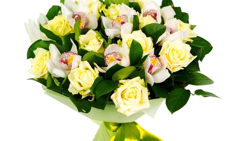 Обои розы, букет, орхидеи, роз, орхидею, букеты, roses, bouquet, orchids, orchid, bouquets разрешение 2880x2160 Загрузить