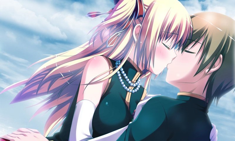 Обои девушка, парень, аниме, поцелуй, narumi yuu, iro ni ide ni keri waga koi wa, ?, girl, guy, anime, kiss разрешение 1920x1200 Загрузить