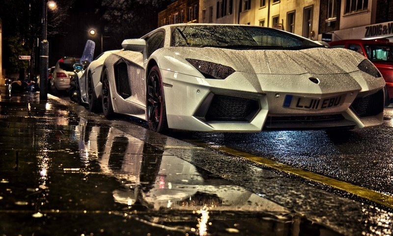 Обои дождь, ламборгини, суперкар, ламборджини авентадор, rain, lamborghini, supercar, lamborghini aventador разрешение 1920x1080 Загрузить