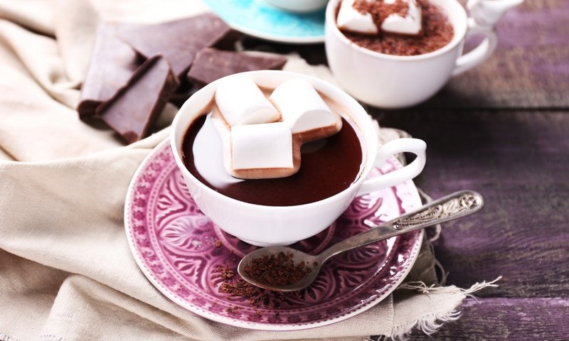Обои кофе, шоколад, зефир, какао, горячий шоколад, маршмэллоу, coffee, chocolate, marshmallows, cocoa, hot chocolate, marshmallow разрешение 2880x1800 Загрузить