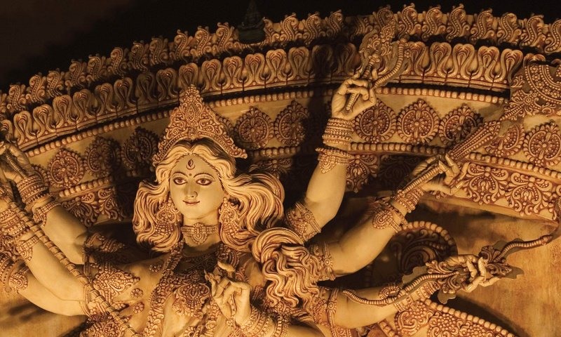 Обои храм, статуя, индия, калькутта, богиня дурги, temple, statue, india, kolkata, goddess durga разрешение 1920x1080 Загрузить