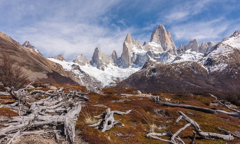 Обои горы, снег, йосемитский национальный парк, monte fitz roy, mountains, snow, yosemite national park разрешение 3840x2400 Загрузить