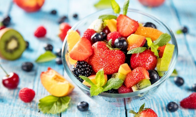 Обои мята, персик, малина, ежевика, фрукты, клубника, ягоды, вишня, киви, черника, mint, peach, raspberry, blackberry, fruit, strawberry, berries, cherry, kiwi, blueberries разрешение 2560x1706 Загрузить