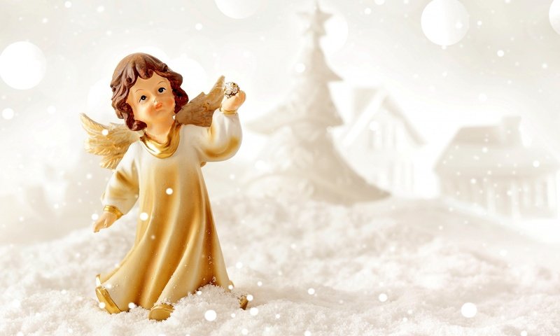Обои снег, новый год, зима, ангел, рождество, snow, new year, winter, angel, christmas разрешение 2880x1800 Загрузить