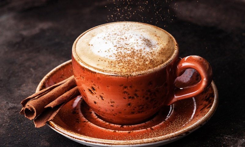 Обои корица, кофе, темный фон, чашка, капучино, пенка, cinnamon, coffee, the dark background, cup, cappuccino, foam разрешение 3740x2640 Загрузить