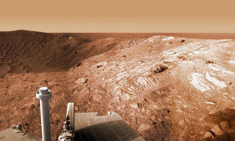 Обои марс, марсоход, кратер., mars, mars rover, crater. разрешение 1920x1080 Загрузить