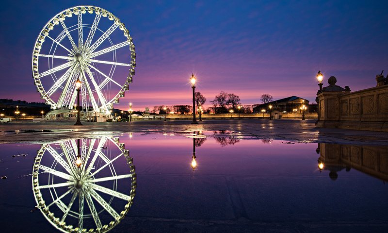 Обои вода, колесо обозрения, город, париж, франция, place de la concorde, fontaine des fleuves, water, ferris wheel, the city, paris, france разрешение 2048x1367 Загрузить