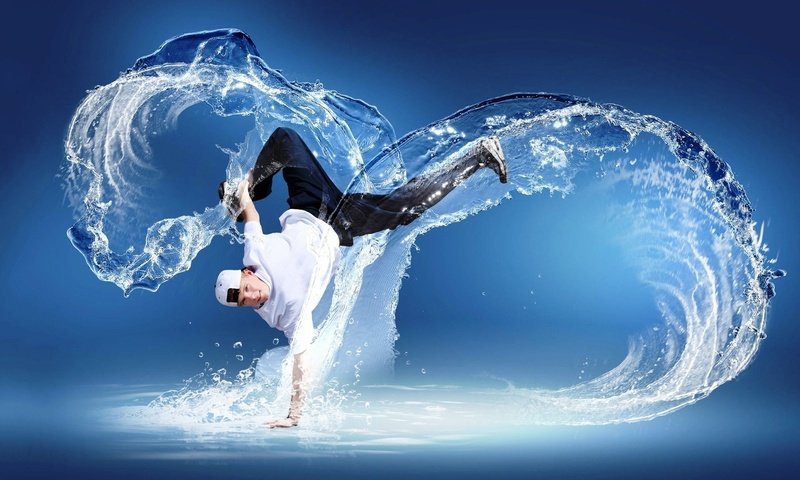 Обои вода, креатив, танец, мужчина, брейк данс, water, creative, dance, male разрешение 1920x1080 Загрузить