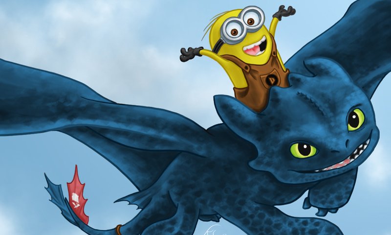 Обои дракон, мультфильм, миньон, анимация, иллюстрация, dragon, cartoon, minion, animation, illustration разрешение 3840x2160 Загрузить