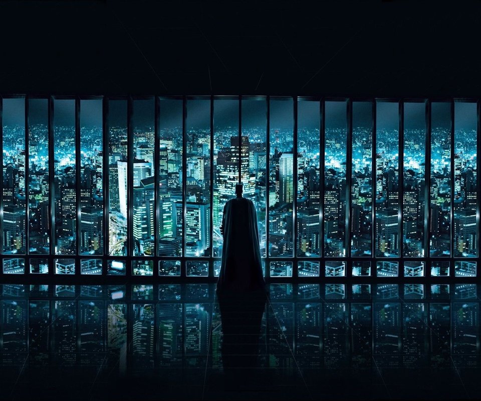 Обои город, окно, бэтмен, the city, window, batman разрешение 1920x1200 Загрузить