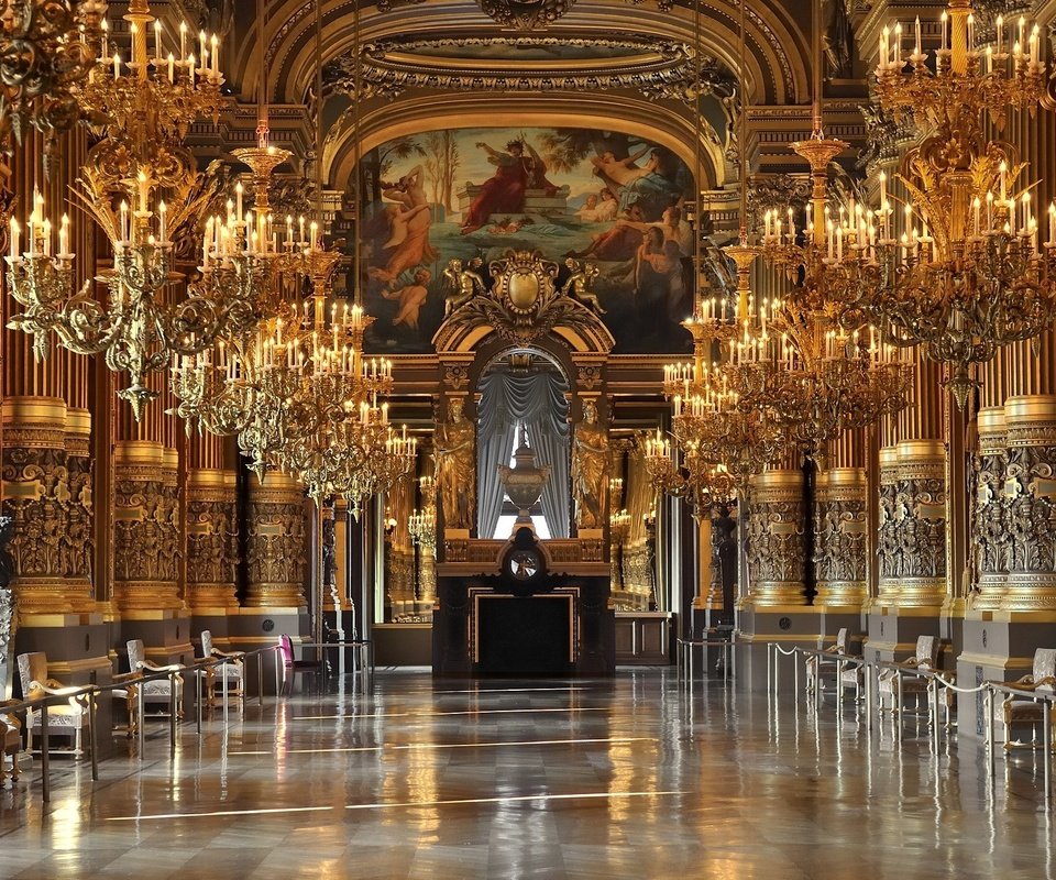 Обои париж, золото, дворец гарнье, опера гарнье, paris, gold, palais garnier, opera garnier разрешение 2048x1366 Загрузить