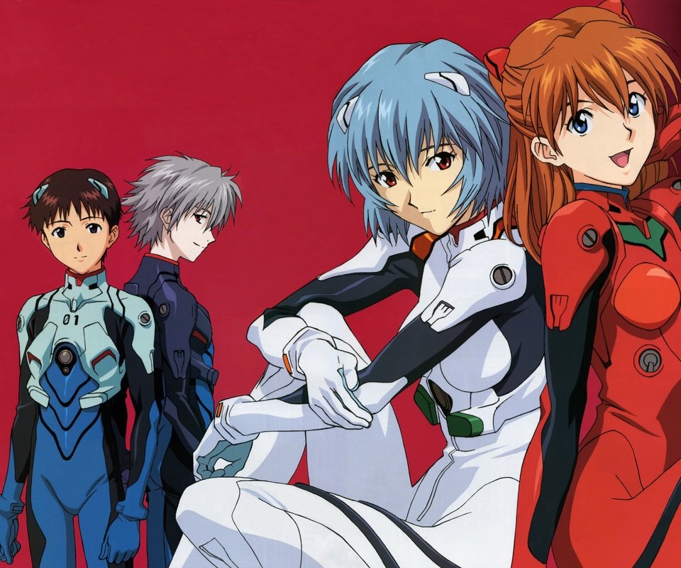 Обои neon genesis evangelion, ayanami rei, красные глаза, голубые волосы, bodysuit, ikari shinji, nagisa kaworu, soryu asuka langley, красные волосы, глаза голубые, red eyes, blue hair, nagisa below usability, red hair, blue eyes разрешение 3529x2515 Загрузить