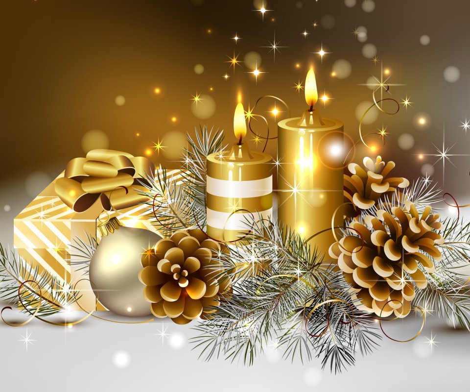 Обои свечи, новый год, зима, праздник, шишки, candles, new year, winter, holiday, bumps разрешение 2800x1949 Загрузить