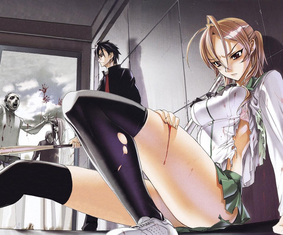 Обои highschool of the dead, zombo, napadenie, ranena разрешение 2243x1600 Загрузить