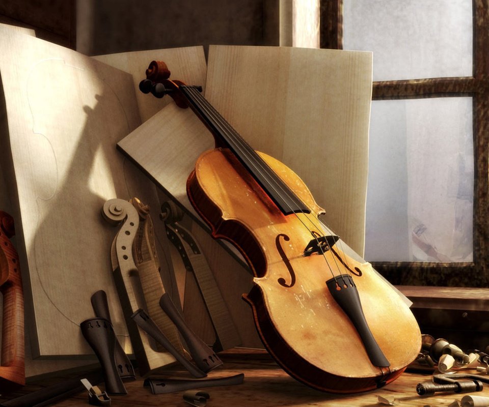 Обои скрипка, музыкальный инструмент, skripka, okno, noty, violin, musical instrument разрешение 1920x1080 Загрузить
