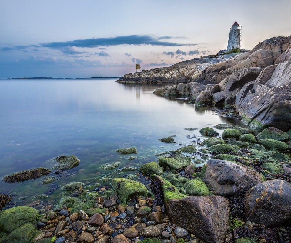 Обои скалы, камни, берег, пейзаж, море, маяк, rocks, stones, shore, landscape, sea, lighthouse разрешение 2560x1600 Загрузить