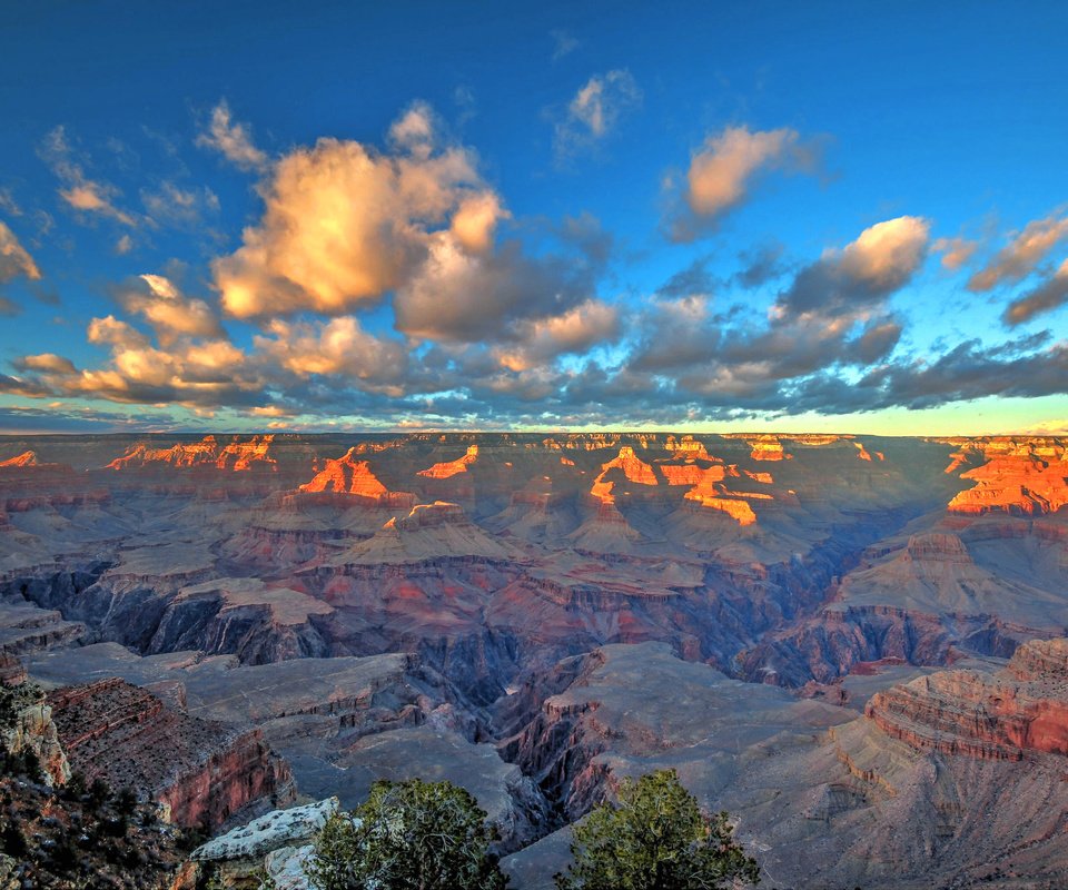 Обои горы, закат, пейзаж, сша, аризона, grand canyon national park, mountains, sunset, landscape, usa, az разрешение 2048x1361 Загрузить