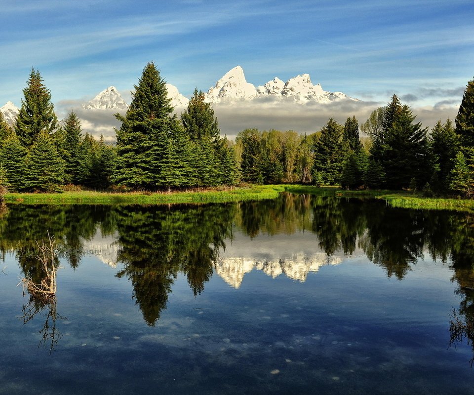 Обои озеро, горы, пейзаж, lake, mountains, landscape разрешение 1920x1080 Загрузить