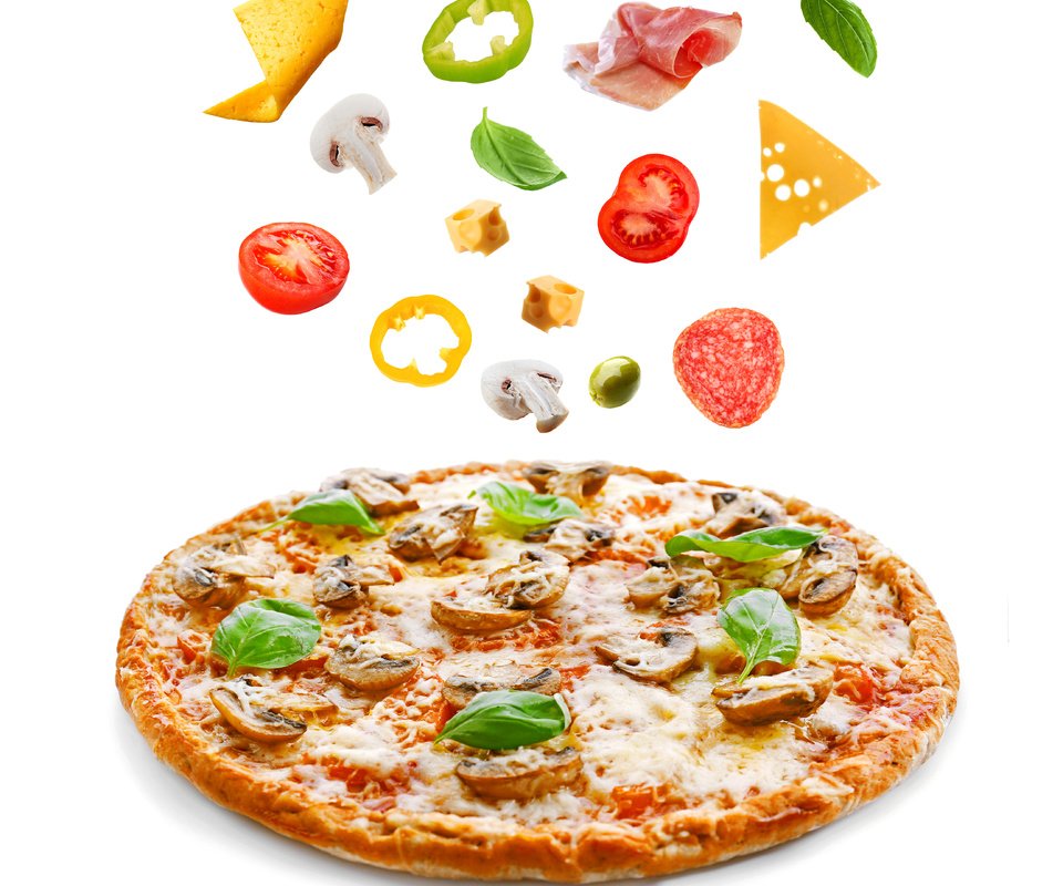 Обои еда, белый фон, пицца, фастфуд, фаст-фуд, food, white background, pizza, fast food разрешение 4420x4050 Загрузить