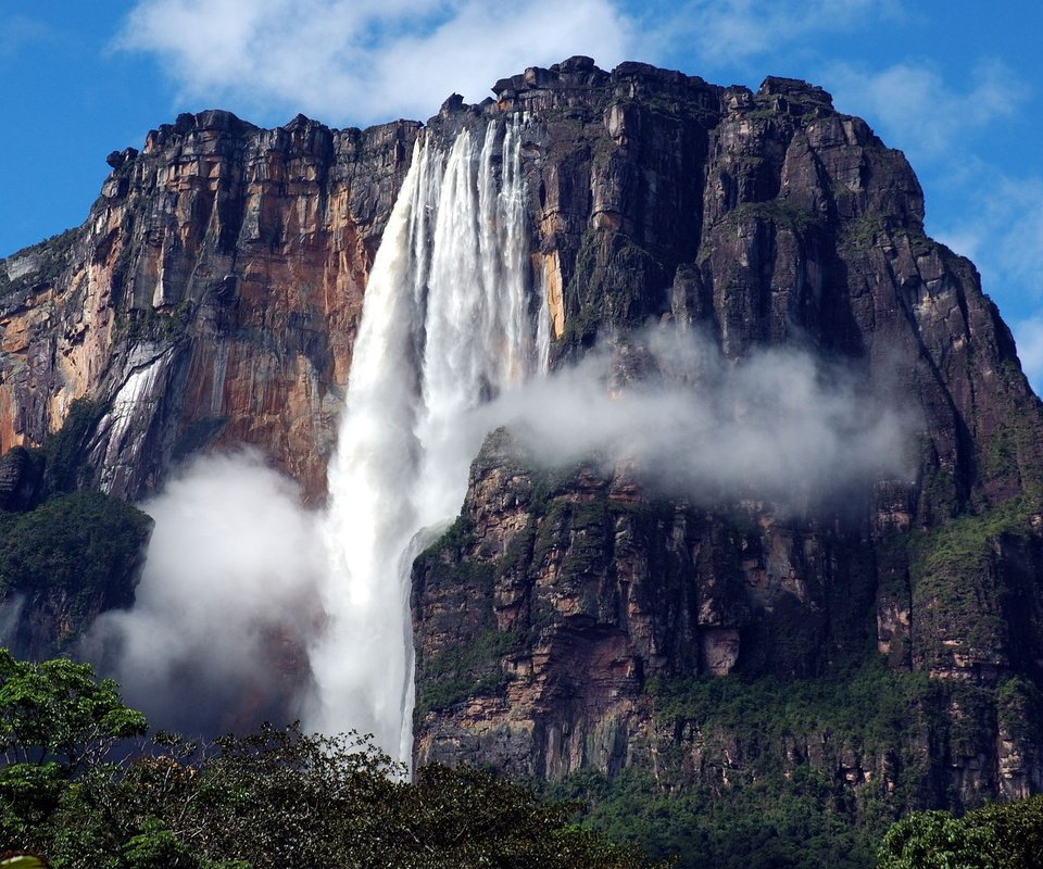 Обои гора, водопад, венесуэла, гайана, водопад анхель, mountain, waterfall, venezuela, guyana, angel falls разрешение 1920x1200 Загрузить